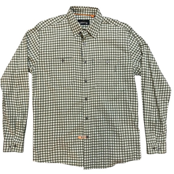 Orvis Other - Orvis Mens M Outdoor Long Sleeve Shirt Plaid Green Organic Cotton Blend Button
